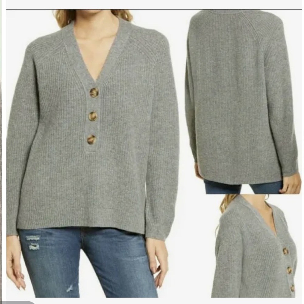 Madewell Merino Wool Chunky 3 Button Sweater